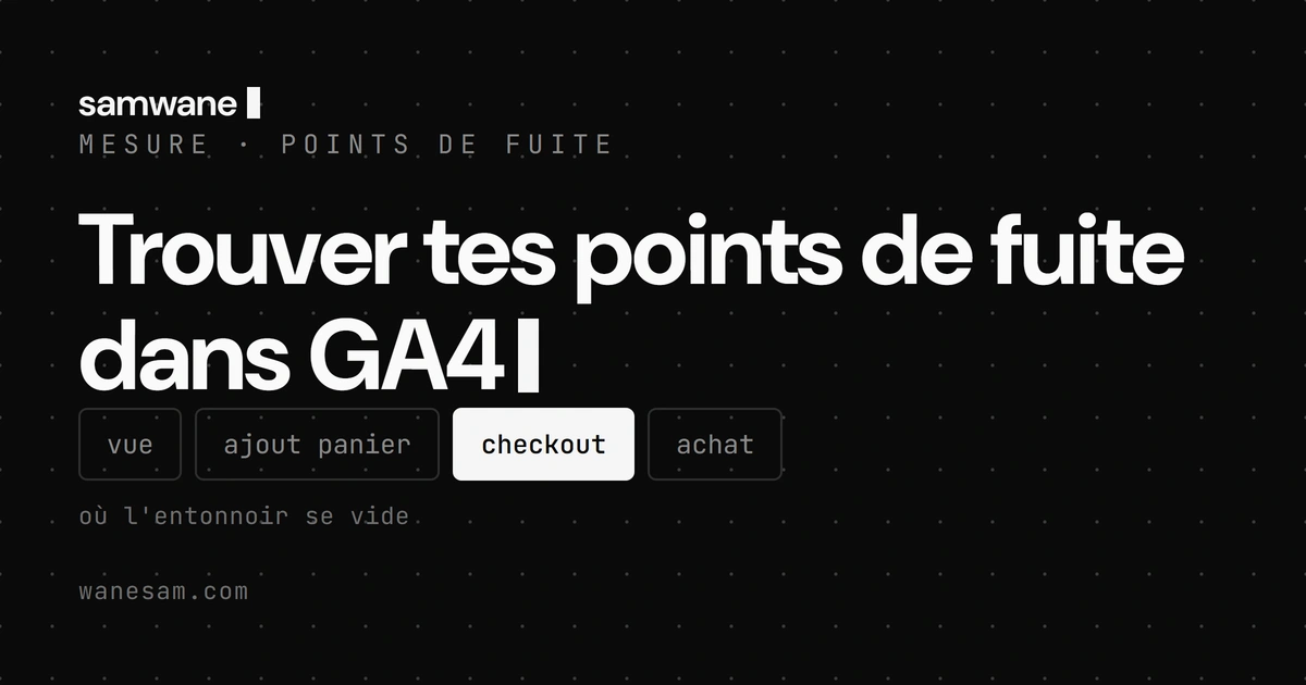 Trouver tes points de fuite dans GA4 : ce que les chiffres montrent, et ce qu'ils cachent