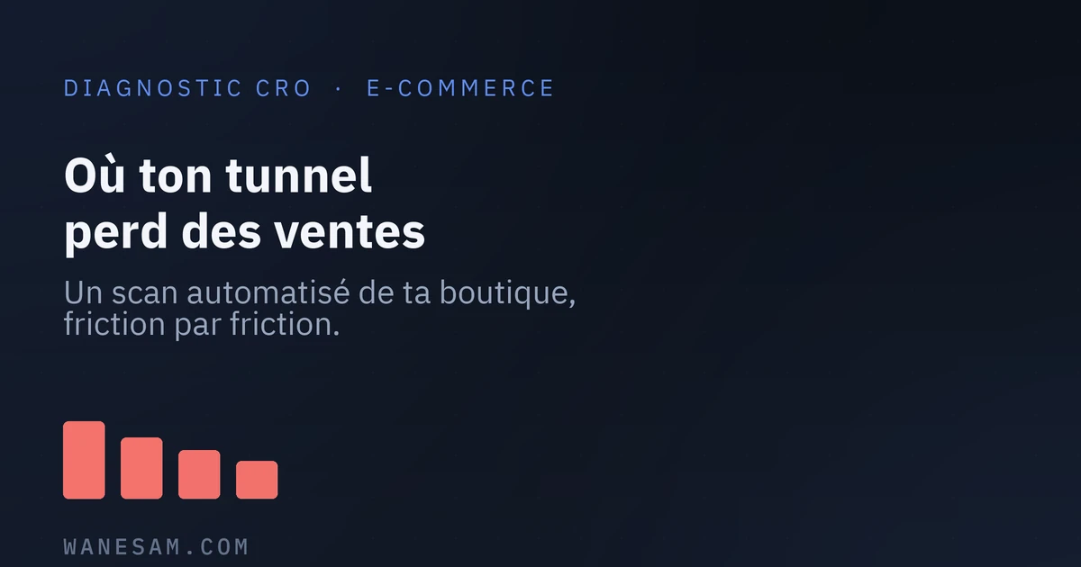 Diagnostic CRO e-commerce : scan automatisé du tunnel d'achat d'une boutique en ligne